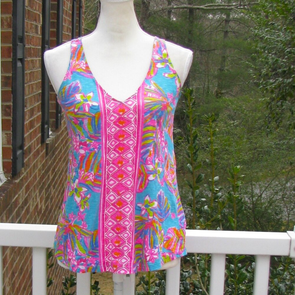 Lilly Pulitzer Minka trapeze strappy racerback tank top shirt XS pullover - Picture 3 of 6